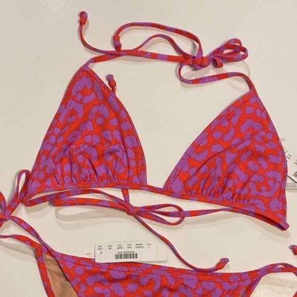 NWT JCrew XL top L bottom cheetah triangle string bikini ties “Playa” - Picture 2 of 10
